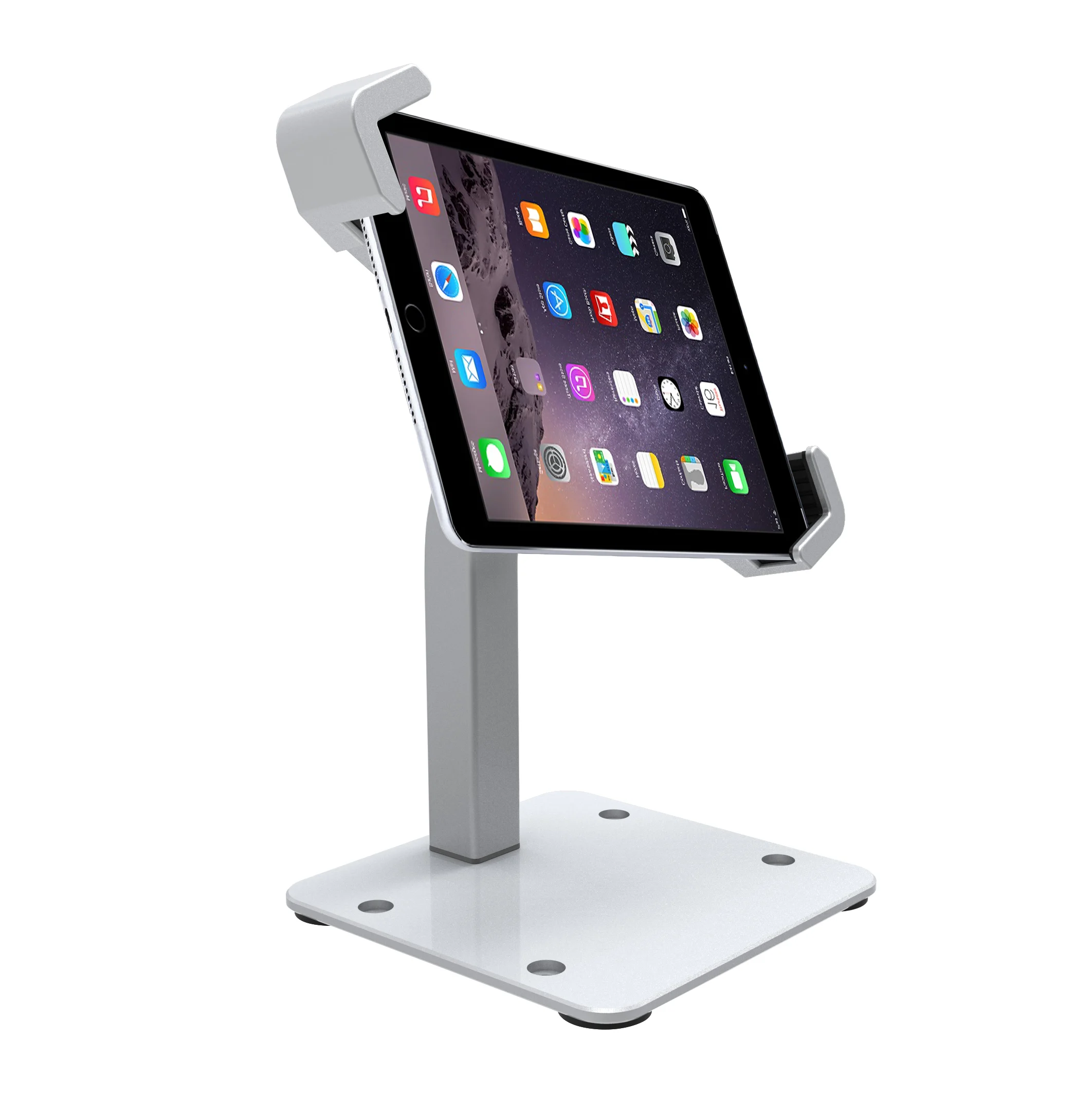 Security universal rotating anti-theft vertical lockable security lock metal table display portable tablet holder stand for ipad