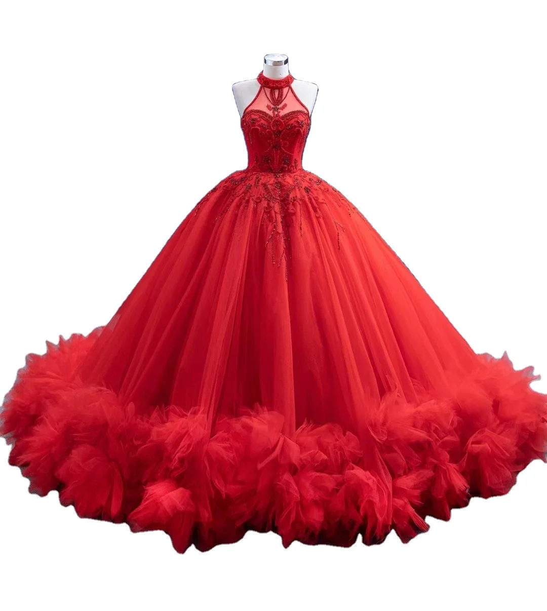 Feishiluo Wholesale  Red Prom party dress Wholesale bridal ball gowns tulle  ball gowns luxury  wedding dress Custom Made