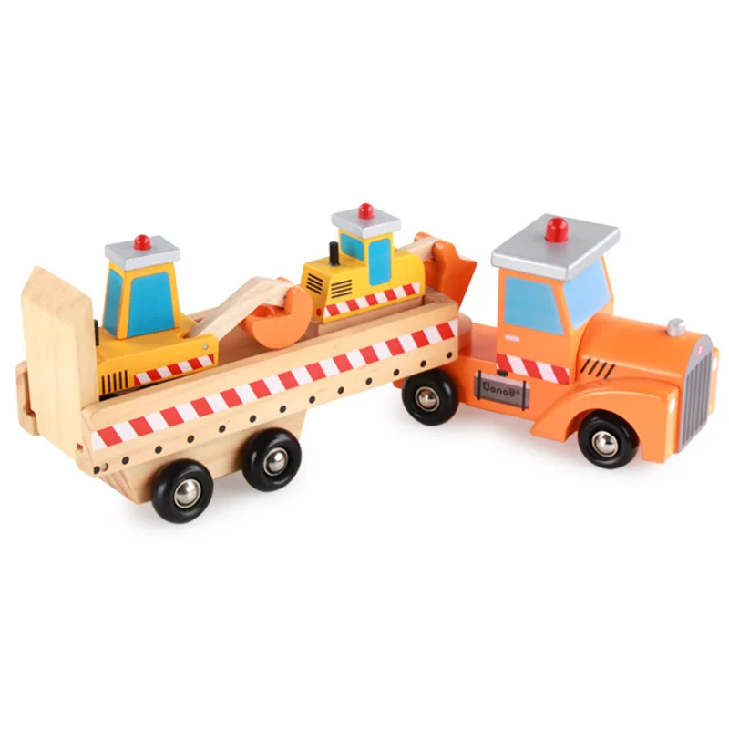 Educational Wooden Car Toys for 18 Months Boy Gifts Toddler Boys Truck Engineering Truck Toy
