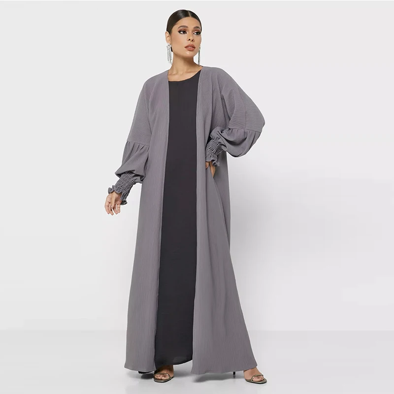 Solid Color Most Beautiful Pretty Cuff Dress Wholesale Turkish Abaya Islamic Clothing Muslim Women  Jubah Cotton