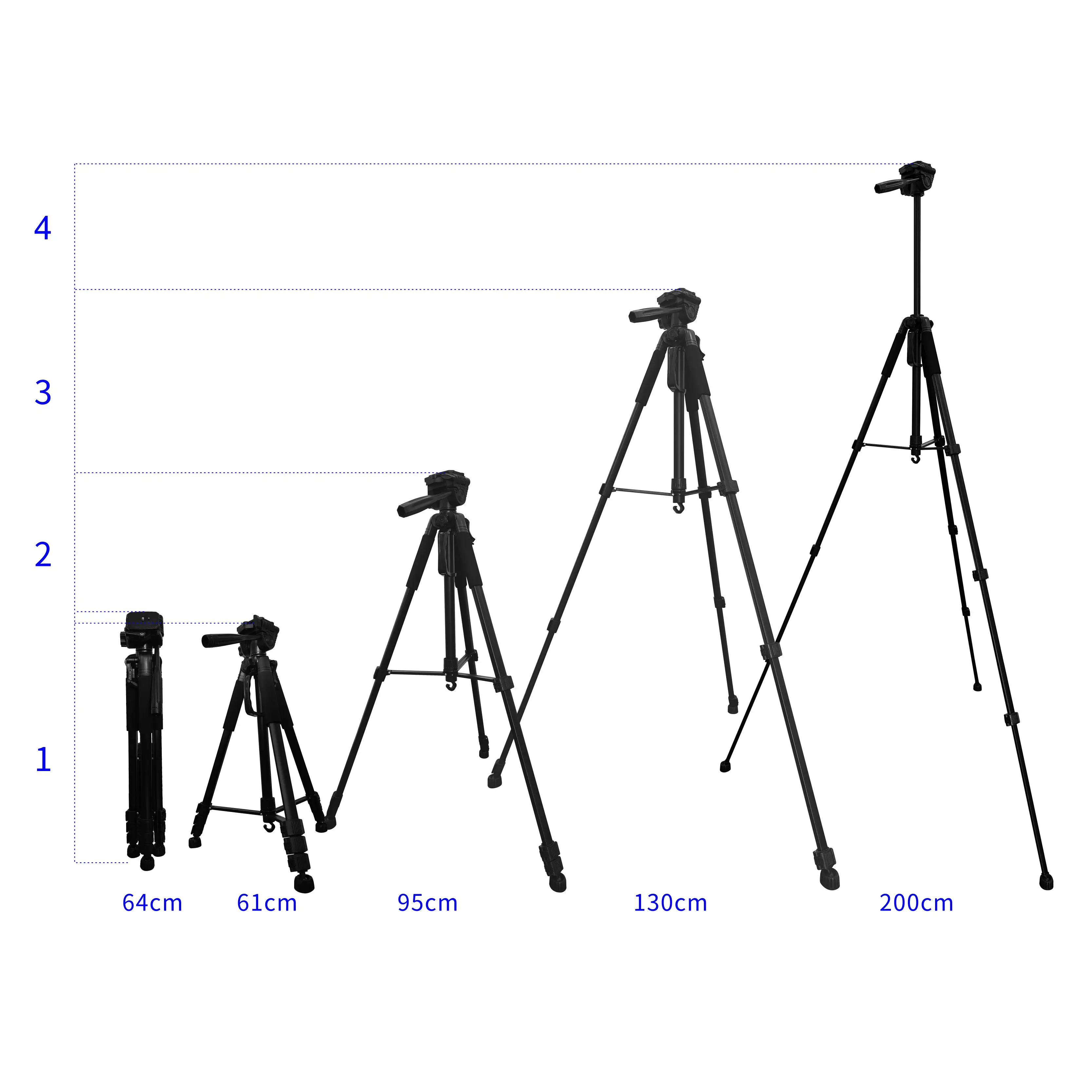 200CM Video Tripod Heavy Duty Tripod with 360 Degree Fluid Head and Quick Release Plate for DSLR Camcorder