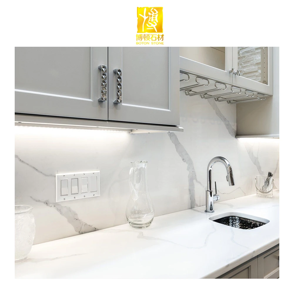 
Competitive Prices Calacatta quartz table top 3D design artificial quartz stone 