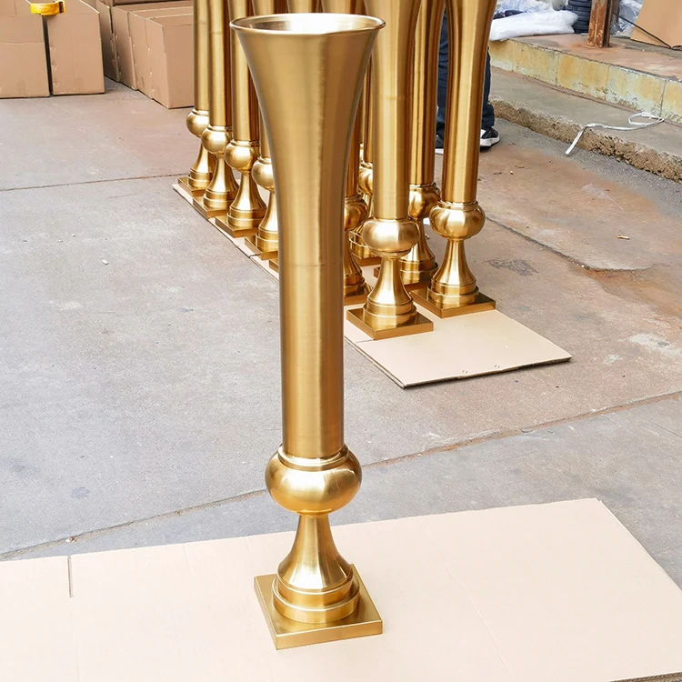 Hot Sale Large Wedding Metal Flower Vase Centerpieces Table Decorations Tall Gold Metal Vase