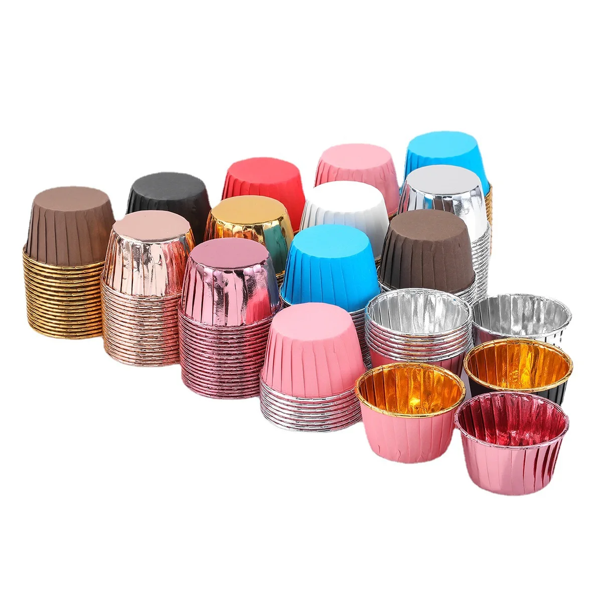 High temperature baking paper muffin cup oil-proof and waterproof gold and silver aluminum foil rolled cup