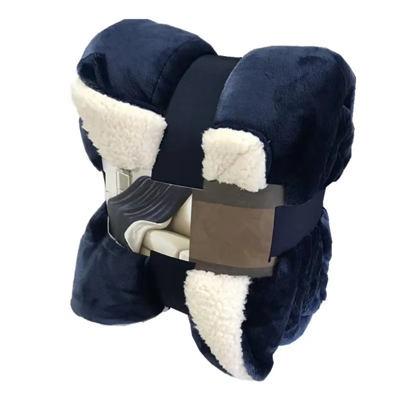 Cheap Price Solid Color Sherpa Blanket Double Layer Flannel Sherpa Fleece Weighted 100% Polyester Throw Blanket For Bedding