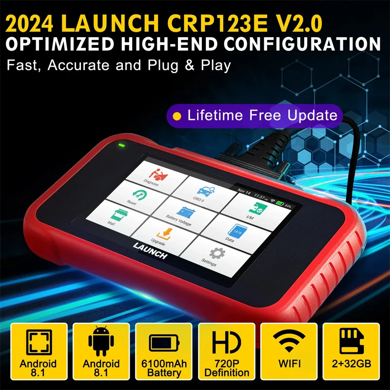Profesional LAUNCH X431 CRP123E V2.0 OBD2 Auto Diagnostic Tool Support Fast VIN autodetect and One key update online