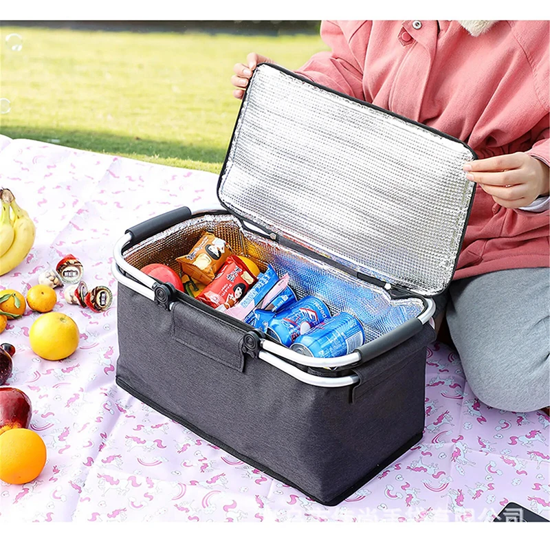 Custom Premium Durable Thickened Picnic Basket Set Foldable 4 Person Wine Insulated Picnic Basket- Perfect for Outdoor Picnic