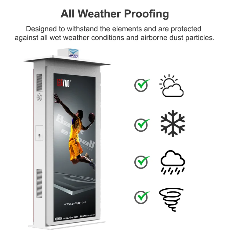 55 Inch Outdoor Digital Signage Advertising Kiosk LCD Advertising Digital Signage and Displays