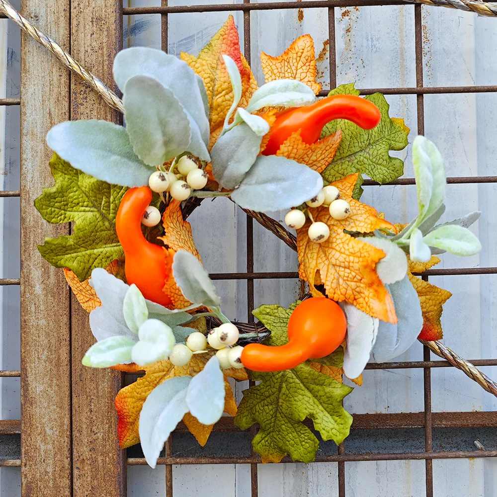 Thanksgiving Harvest Festival Maple Leaf candlestick Decoration Maple Leaf pumpkin acorn Fall Decoration Mini wreath 30CM