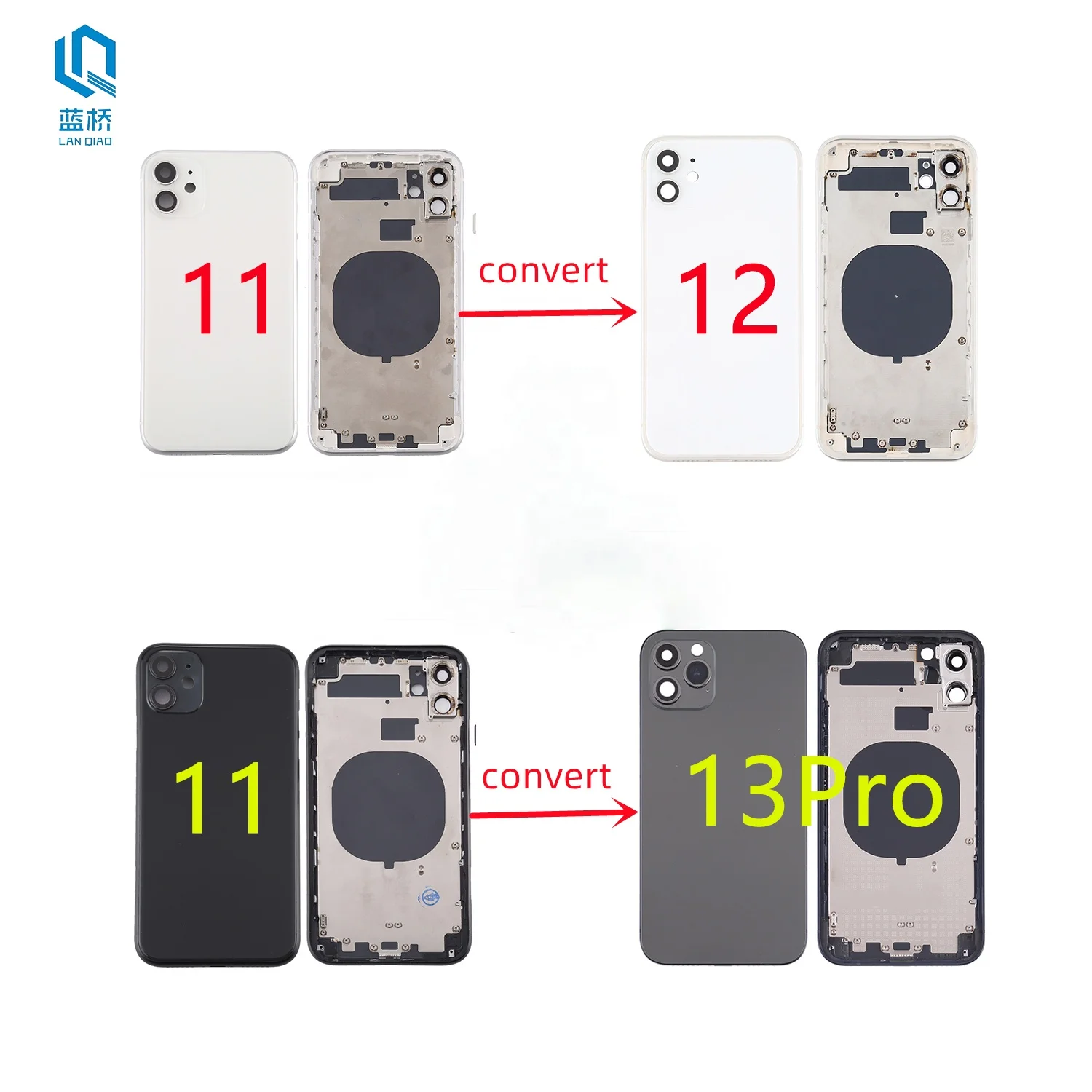 High quality Back Housing for iPhone X Convert to 12 Pro 13 Pro XR 11 to 12 13 Upgrade XS Max Like 12 Pro Max Back Glass Body
