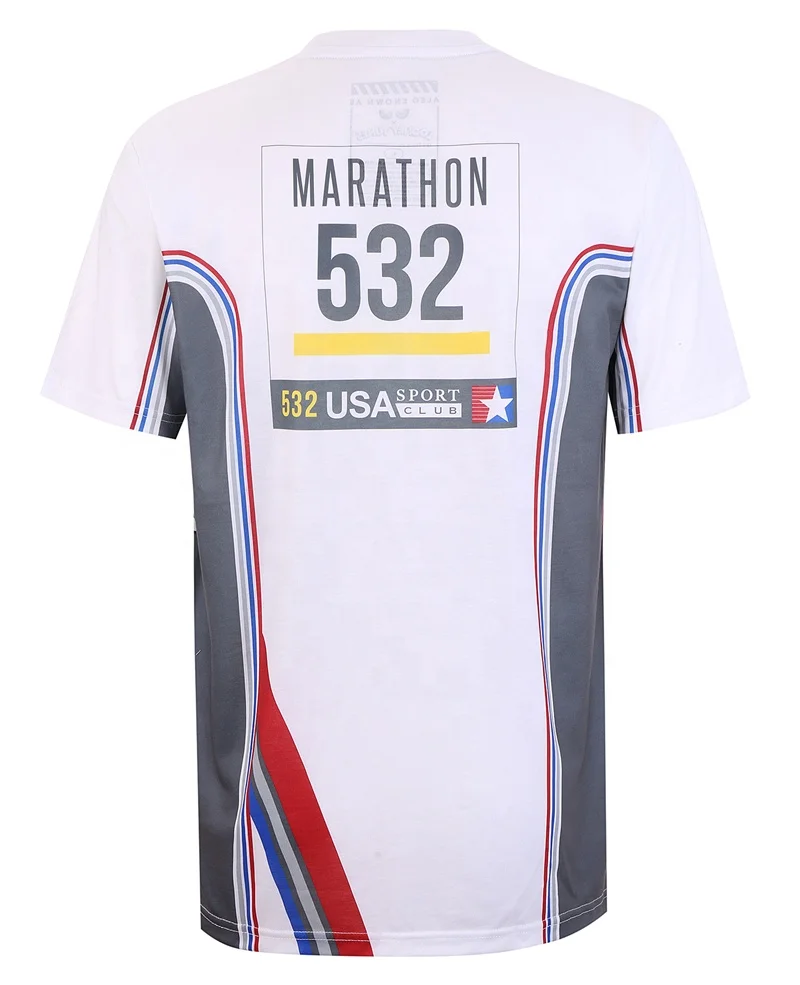 Футболки для бега marathon с индивидуальным принтом оптом из полиэстера, полноцветная футболка с сублимационной печатью
