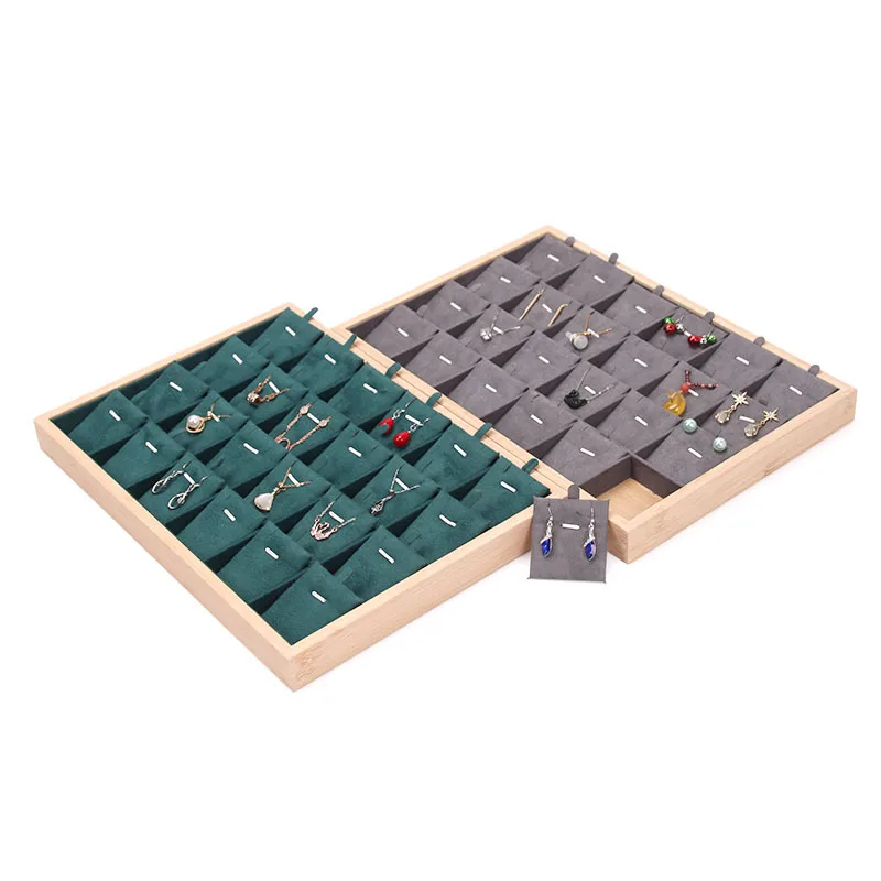 Bamboo  Necklace bracelet  pendant display tray 24 pendant tray position flannelette card storage rack earrings jewelry holder