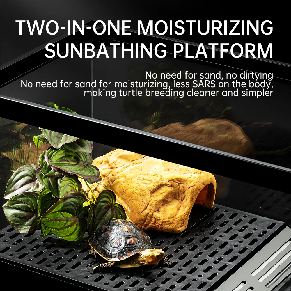 High quality turtle tank aquarium HD glass Filter Layer Design turtle house with Basking Platform