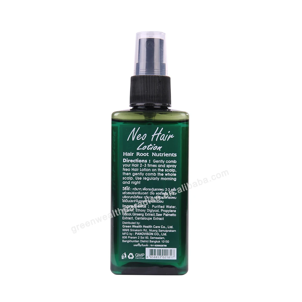 Hot Sell 120ML Neo Hair Lotion Green Wealth Thailand fast growth hair oil for Men and Women