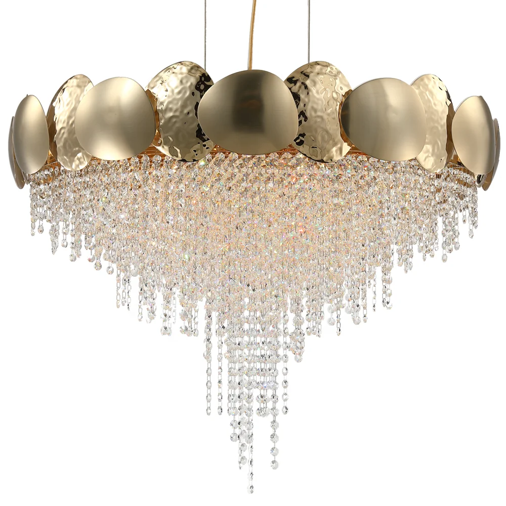 Custom Luxury Lights Inside the decorative illumination brass crystal lamp and Luxury K9 crystal chandelier