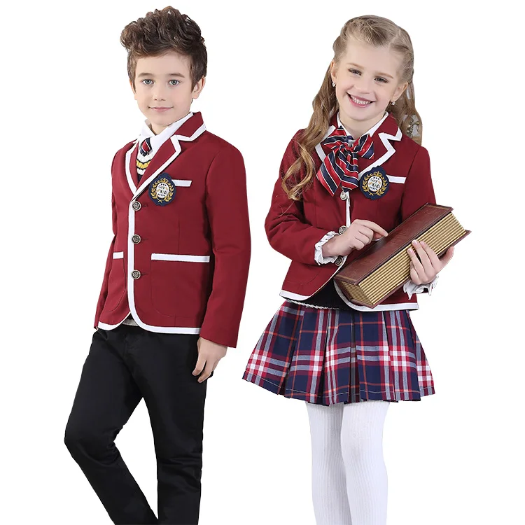 China Wholesale Manufacturer Kids Blazer School Uniform International High Primary Child School Uniform Costume 3-Piece