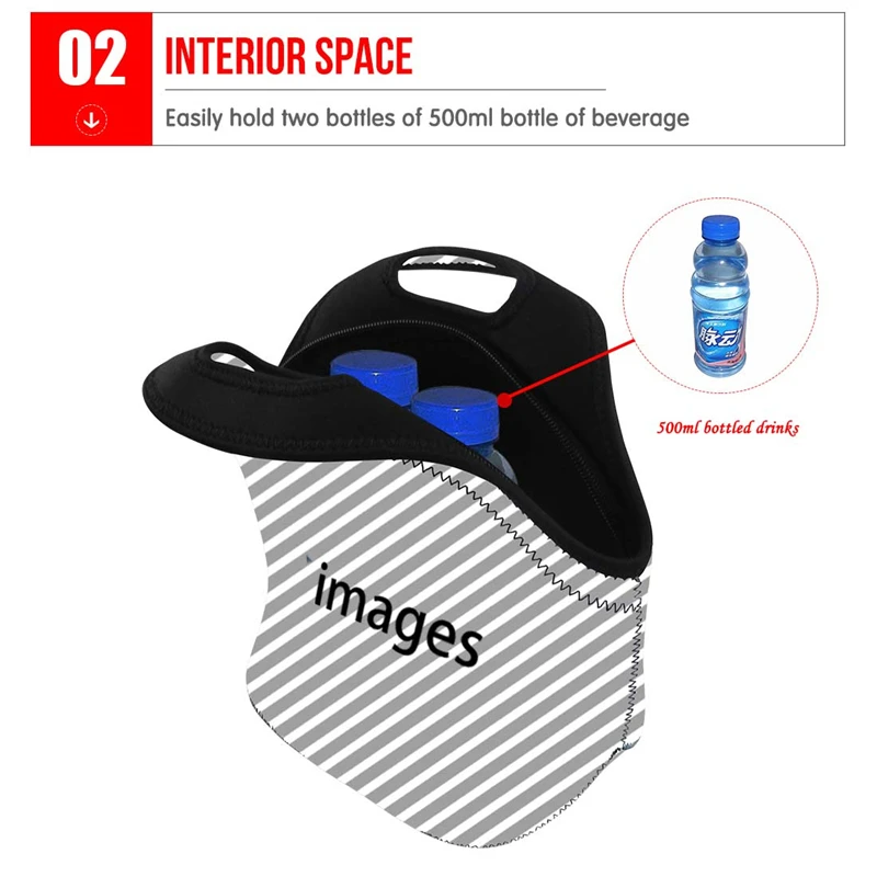 Custom 3D Printing Hand Cooler Lunch Bag Bags for Women Thermal Breakfast Box Portable Picnic Travel