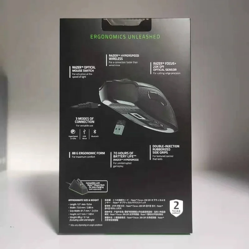 Мышь Компьютерная Razer DeathAdder V2 Pro Беспроводная игровая 20000 точек/дюйм usb 2 4 ГГц