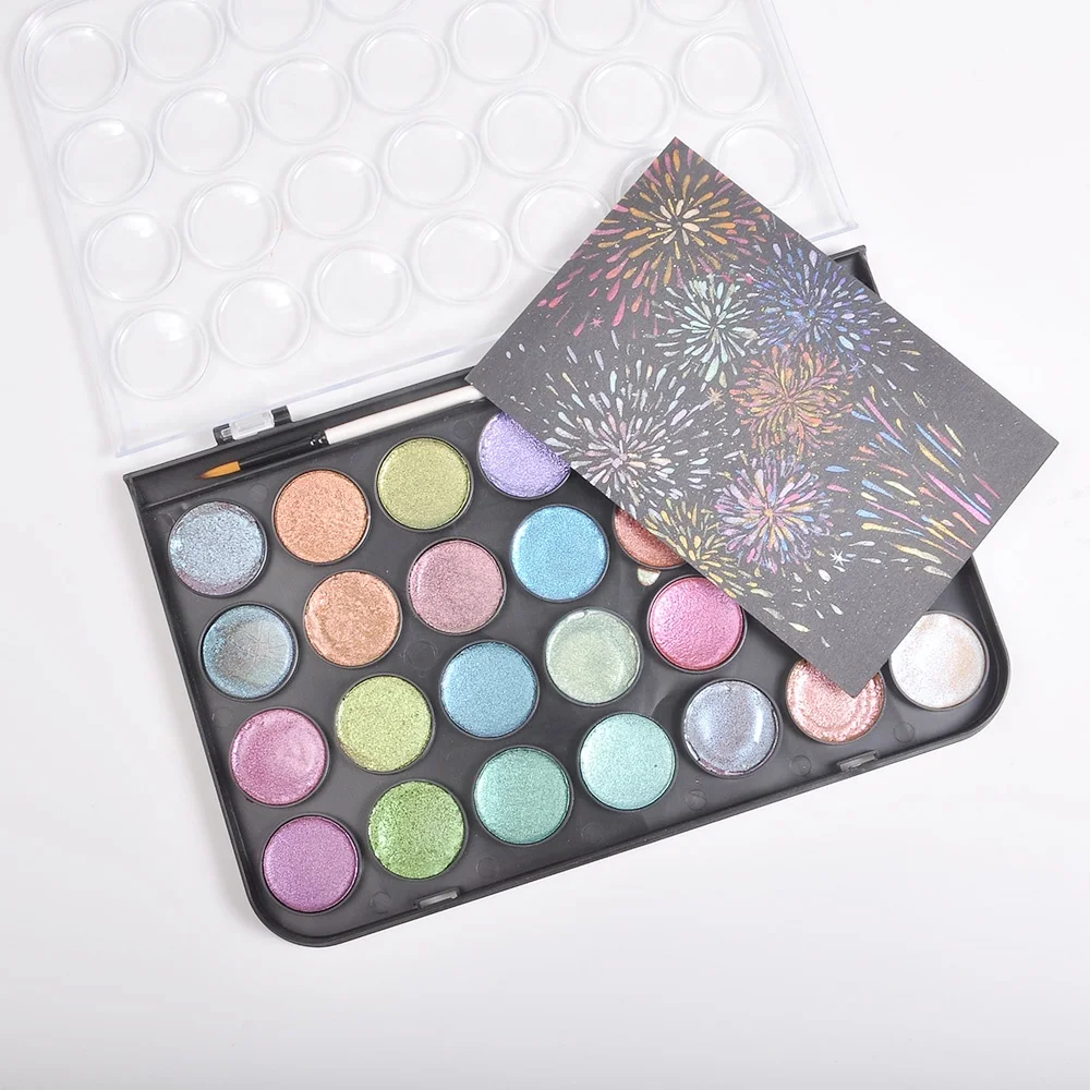 Chameleon Artistic Watercolor Pigment Round Pan Paint Solid Metallic Set
