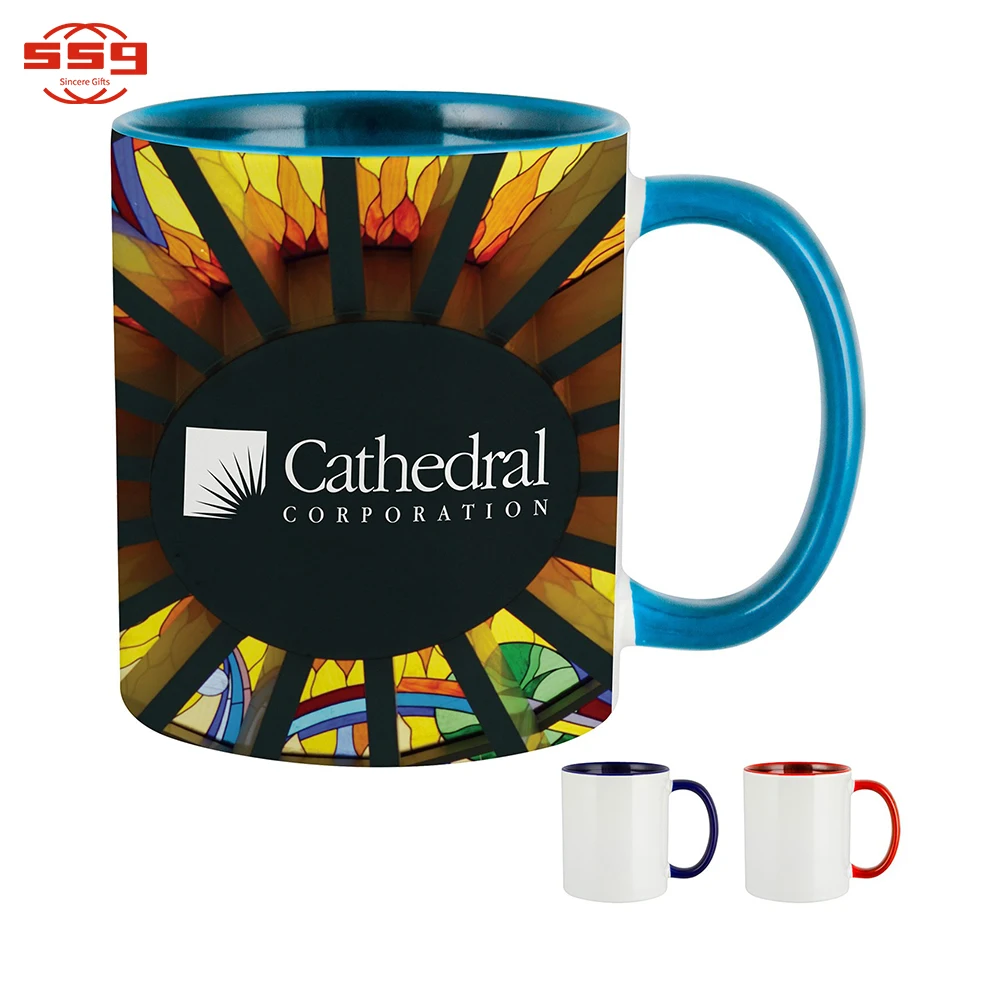 Wholesale Mugs And Cup Custom Cheap C Handle 15oz Milk Cup Sublimation Travel Coffee Ceramic Mug With Logo