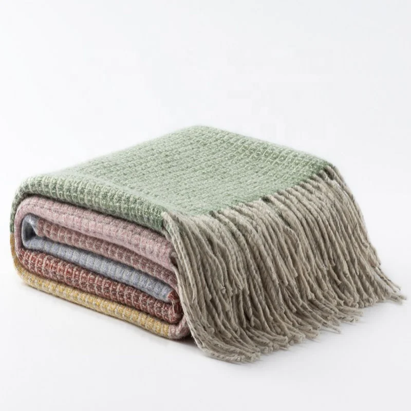 Best Sales throw blankets for kids fringe waffle blanket knit blanket fringe