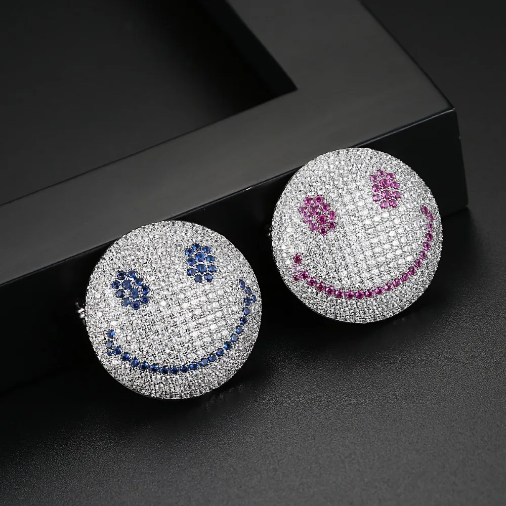 
Pretty Style Elegant White Gold Color Cubic Zirconia Rhinestone Smile Face Brooch and Pin for Women 