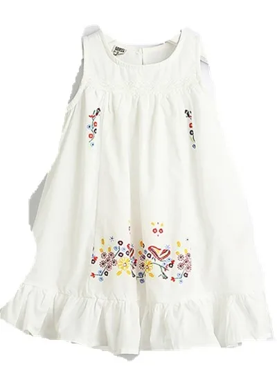 2019 Hot sale pink white color kids clothing big flower embroidery girl dresses for wedding dresses