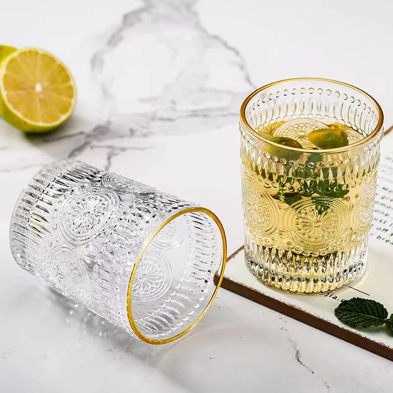Unique glass cup cocktail glass thickened beer mug whiskey glass 300ml 380ml round drinking cup