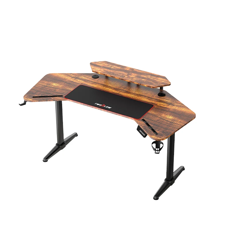 Wood Grain Lifting Table Electric Gaming Desk Office Furnituure Smart Desk With Top Plate