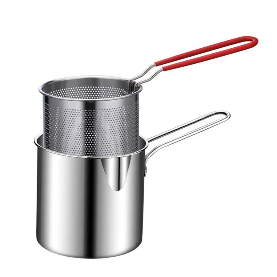Non Stick Cookware Set Cooking Pot Round  Fryer Basket Stainless Steel Pasta Strainer Basket 304 Stainless Steel Deep Fryer Pot