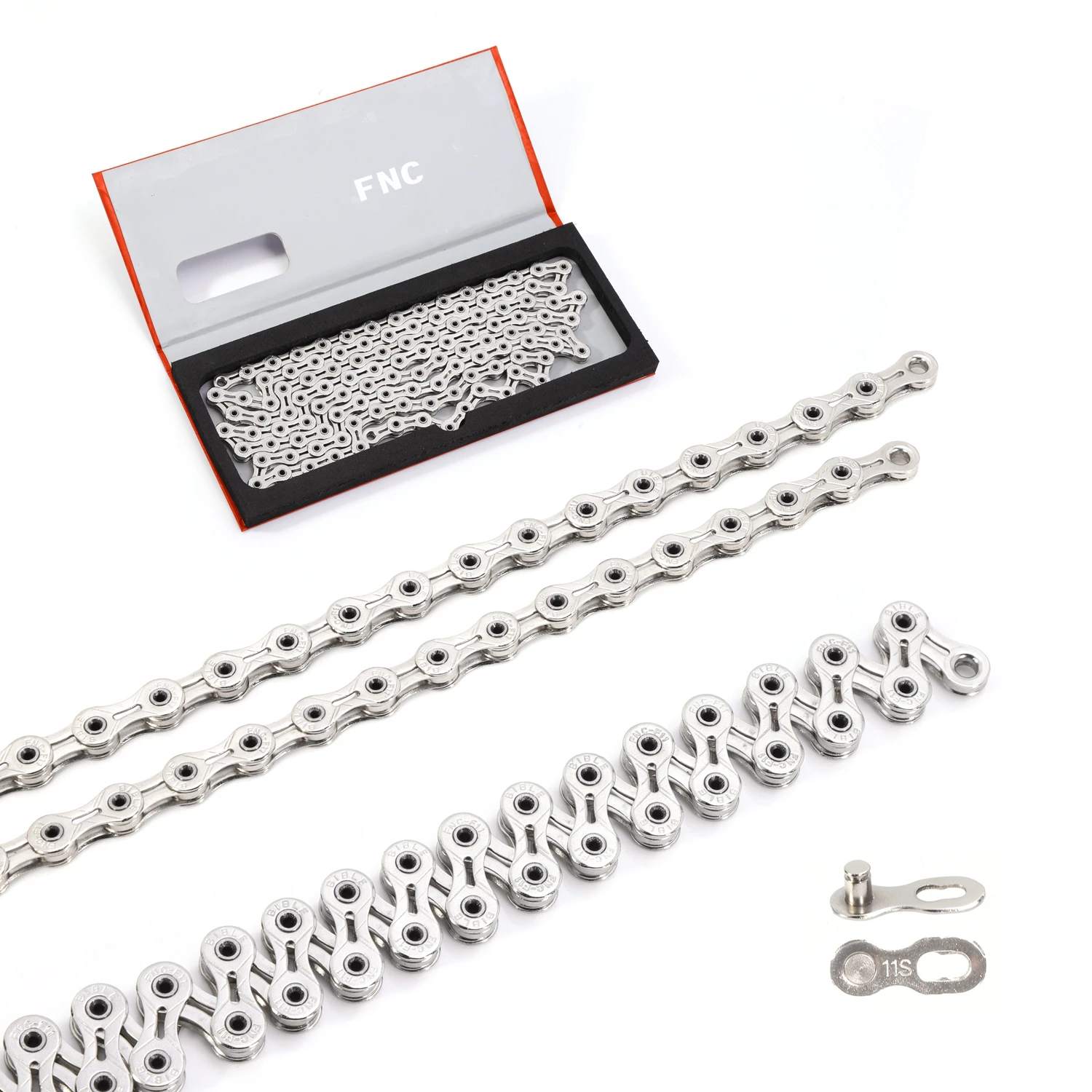 High quality  FNC 11  speed silver antirust stainless steel half hollow road mountain bike bicycle chain