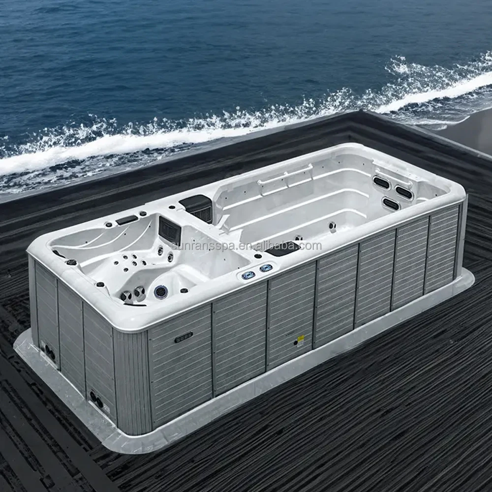 Sunrans Outdoor Party Used Dual Zone Swim SPA with Balboa System Above Ground Hydrotherapy Swimming Pool