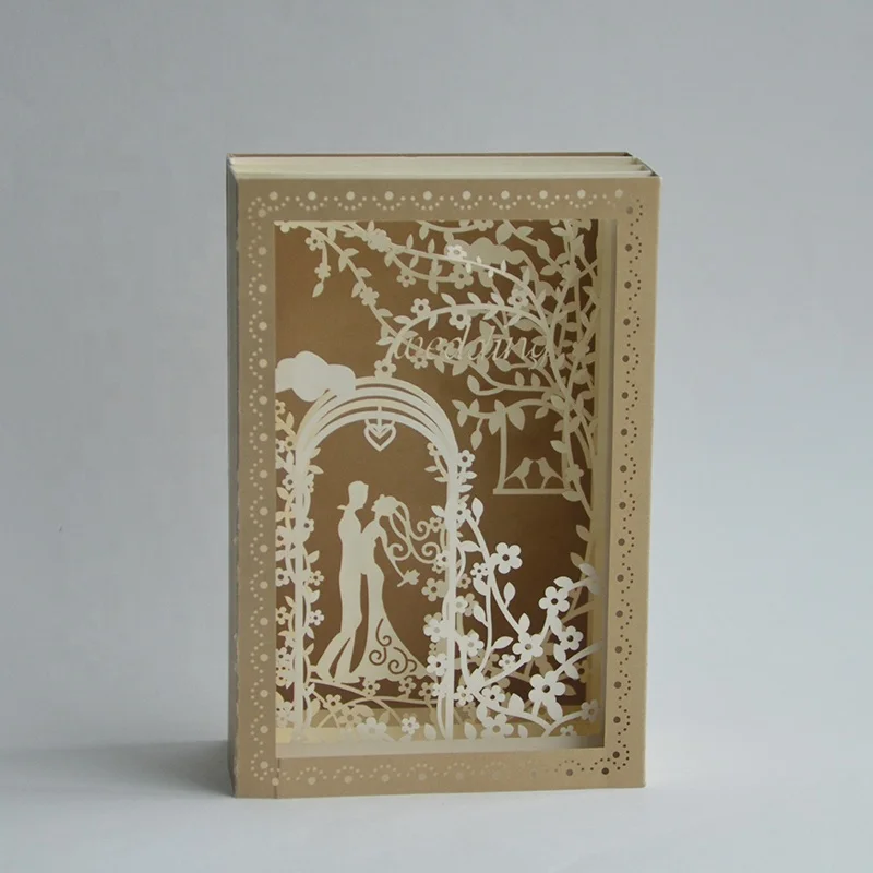 
Custom laser cut 3d wedding invitations pop up cards 