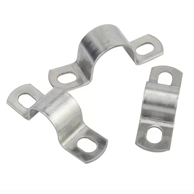In Stock 8mm-500mm Clamp Range SS304 Stainless Steel Heavy Duty 2 Hole U Type Pipe Strap Saddle Clamp