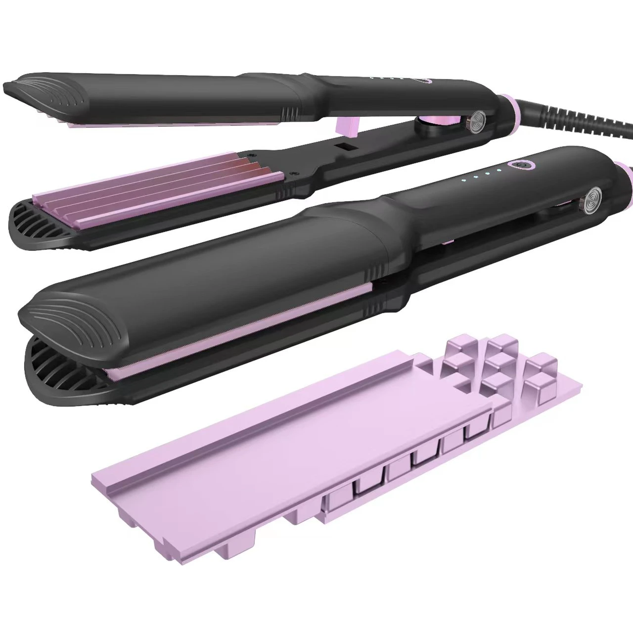 3D grid hair straightener 3 kinds plates interchangeable wide plate flat iron