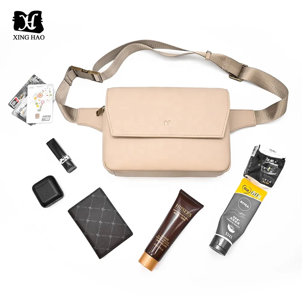 Premium Microfiber Leather Bag Multi-function Waist Bag Hands-free Diaper Bag for Mommy