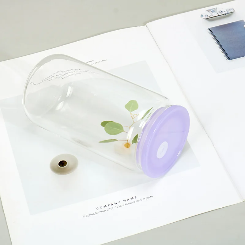 Wholesale 16oz sublimation glass can transparent drink juice clear glass tumbler with colorful lid