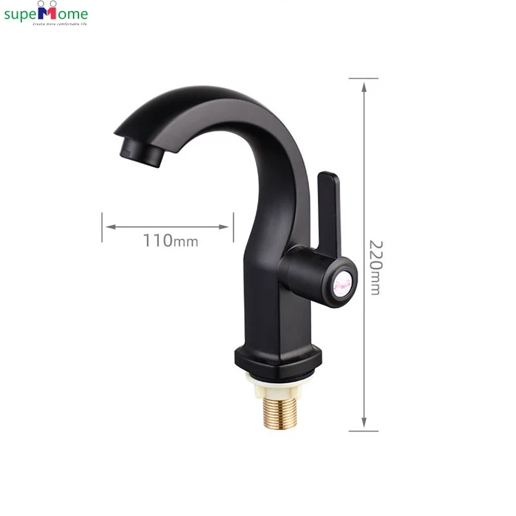 Good Price Moon Style Chromed Basin Faucet Wash Taps Plastic Single Handle Cold Water Black Kitchen Modern Contemporary Ceramic