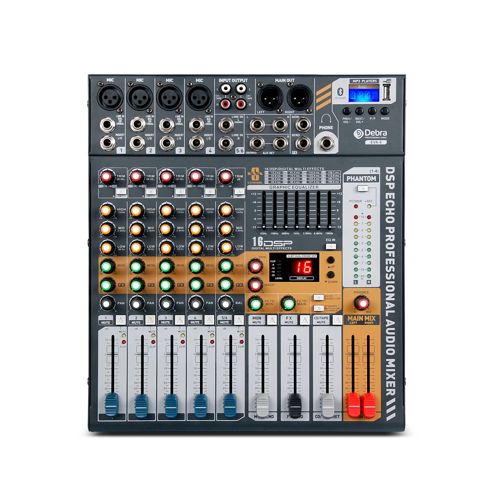 Pro Sound Powered Mixer 6 Channel Karaoke professional Multifunction audio mixer DJ console with DSP EFX