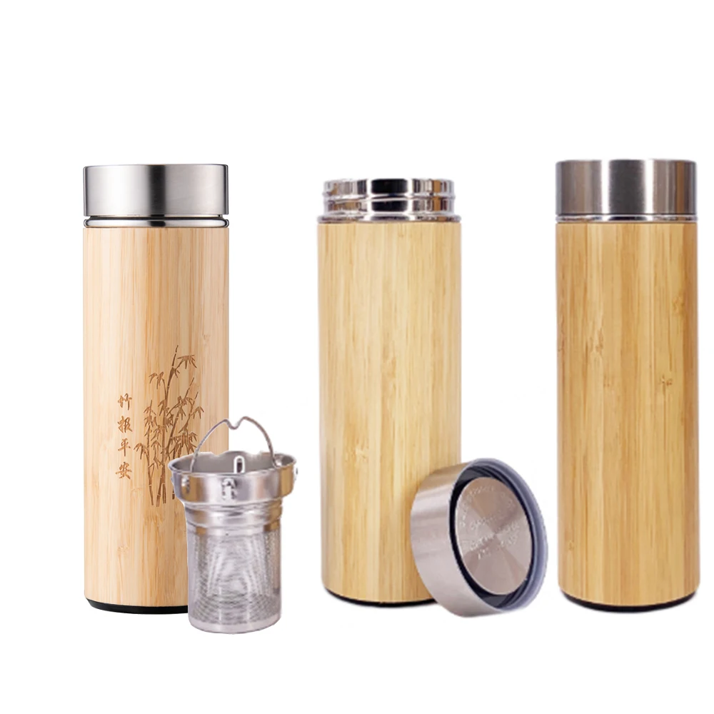 
High Quality Bamboo Mug Stainless Steel Tumbler with Lid 