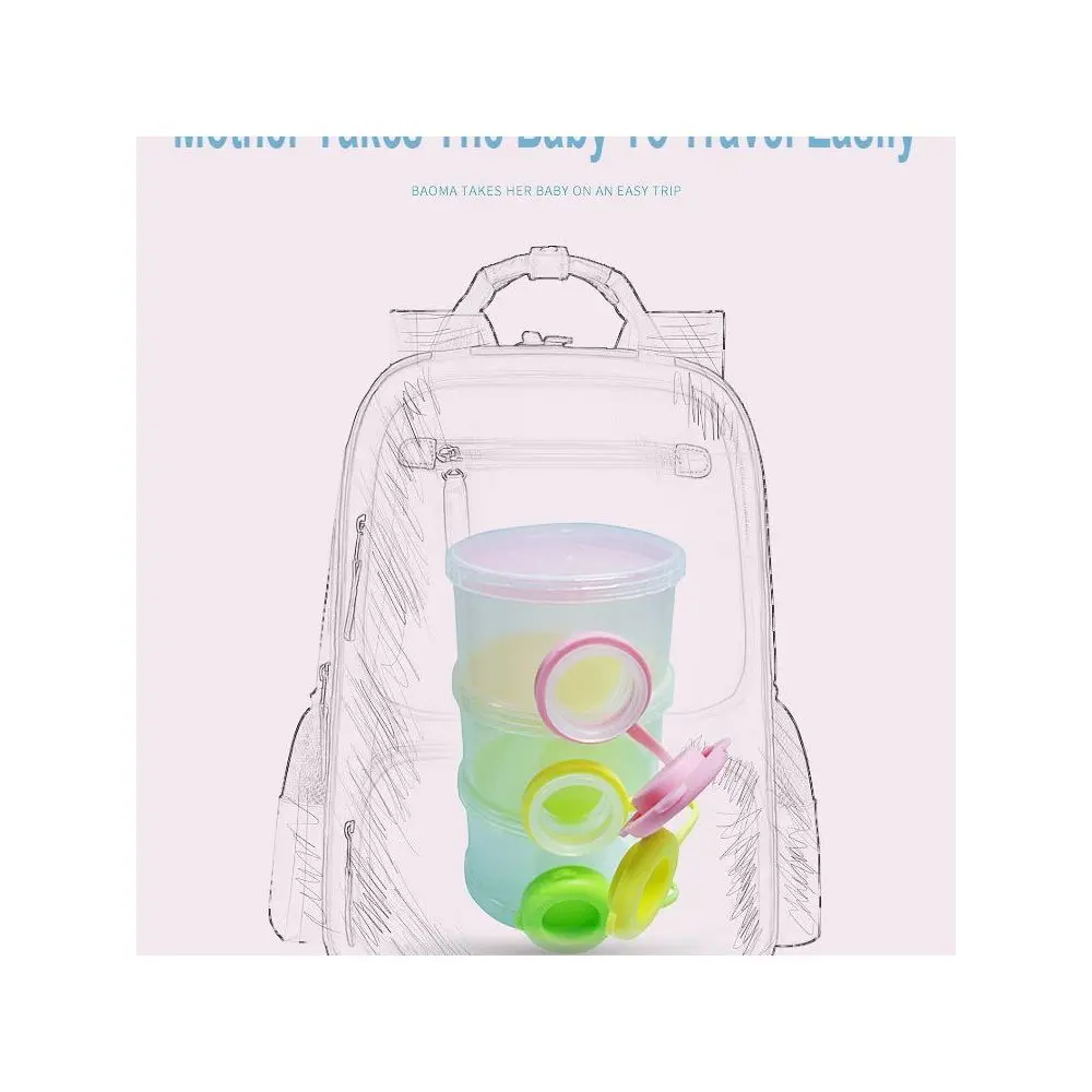 Hot Sale 3 Layers Portable Milk Powder Box Baby Storage Plastic Transparent Milk Powder Container Box