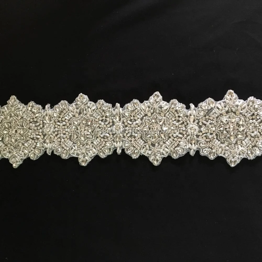 wuku handmake encrusted beads crystal pearls haute couture trims belt chain