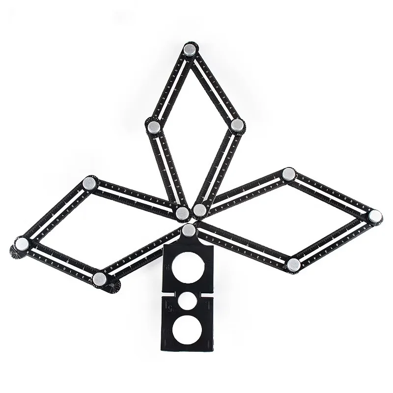 HYSTIC Multifunctional Universal Aluminum Folding Ruler Tape Measures Six-Sided Angle Measuring Tool Multi-Angle Hardware Tools