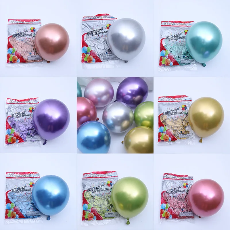 12 inch Metal Pearl Latex Balloons Thick Chrome Metallic Globos Birthday Decoration Chrome Party Metallic Balloon