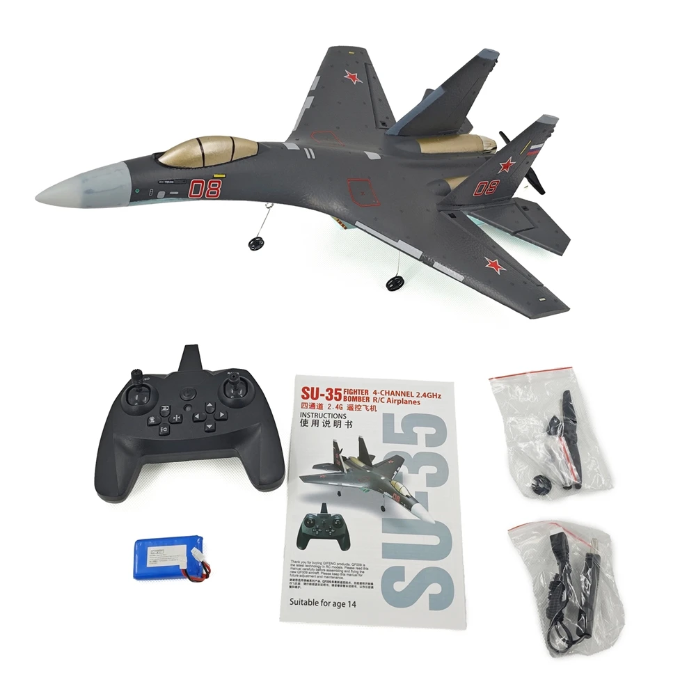 RC Plane QF009 RC Airplane SU35 2.4G 4CH Remote Control Toys with LED Radio Control Glider Fixed Wing Foam Outdoor Toys