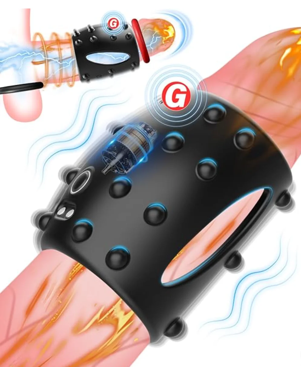 10 Vibrations Male Sex Toy Vibrating Penis Sleeve Cock Ring Vibrators For Men Penis Masturbator Sex Toy