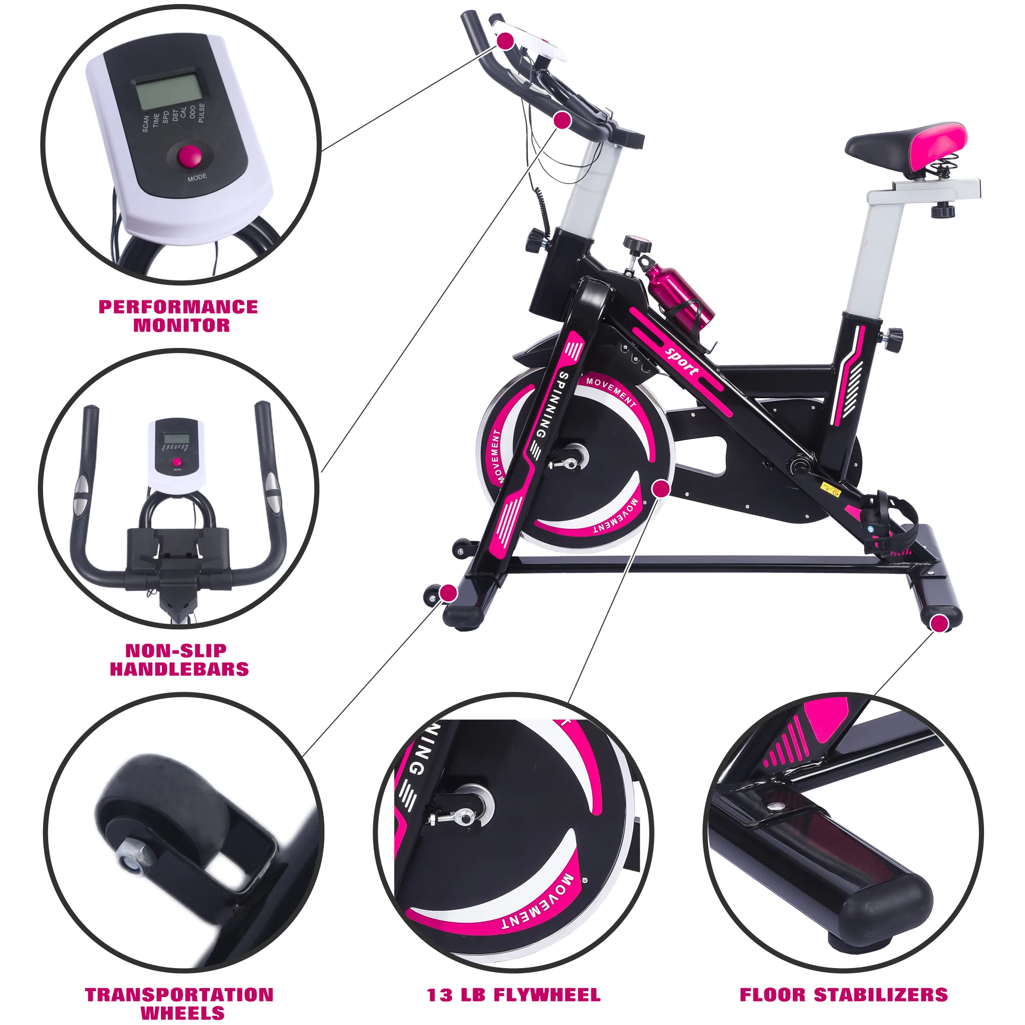 Professinal Home Gym Indoor Fitness Equipment Spinning Bikes Weight Reduction Silent Cycle  Exercise Bike