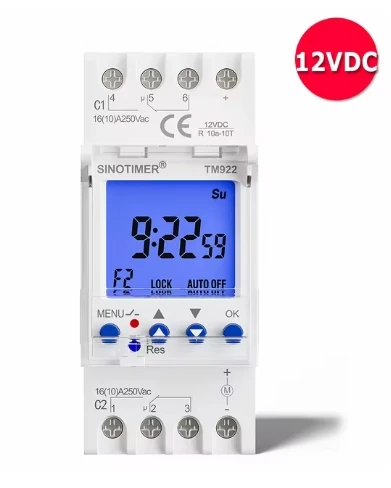 TM922 2 Channels Big LCD Display Programmable 24hrs Time Clock with Two Relay Independent Outputs Timer Switch