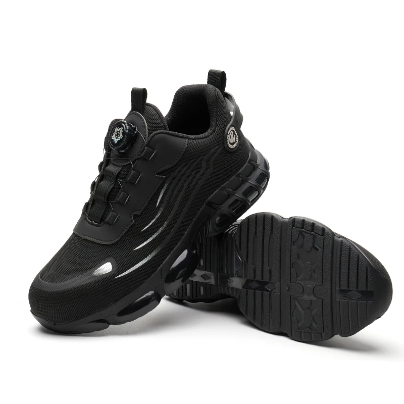 Original Brand New TPU  outsole Mens Work Shoes Steel Toe Construction Safety shoes , Twist Dial lock safety sneaker Black