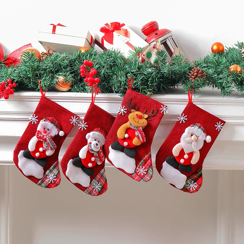 Wholesale Customize Christmas 2024 Cheaper Felt Xmas Socks Santa Claus Snowman Bulk Christmas Stockings